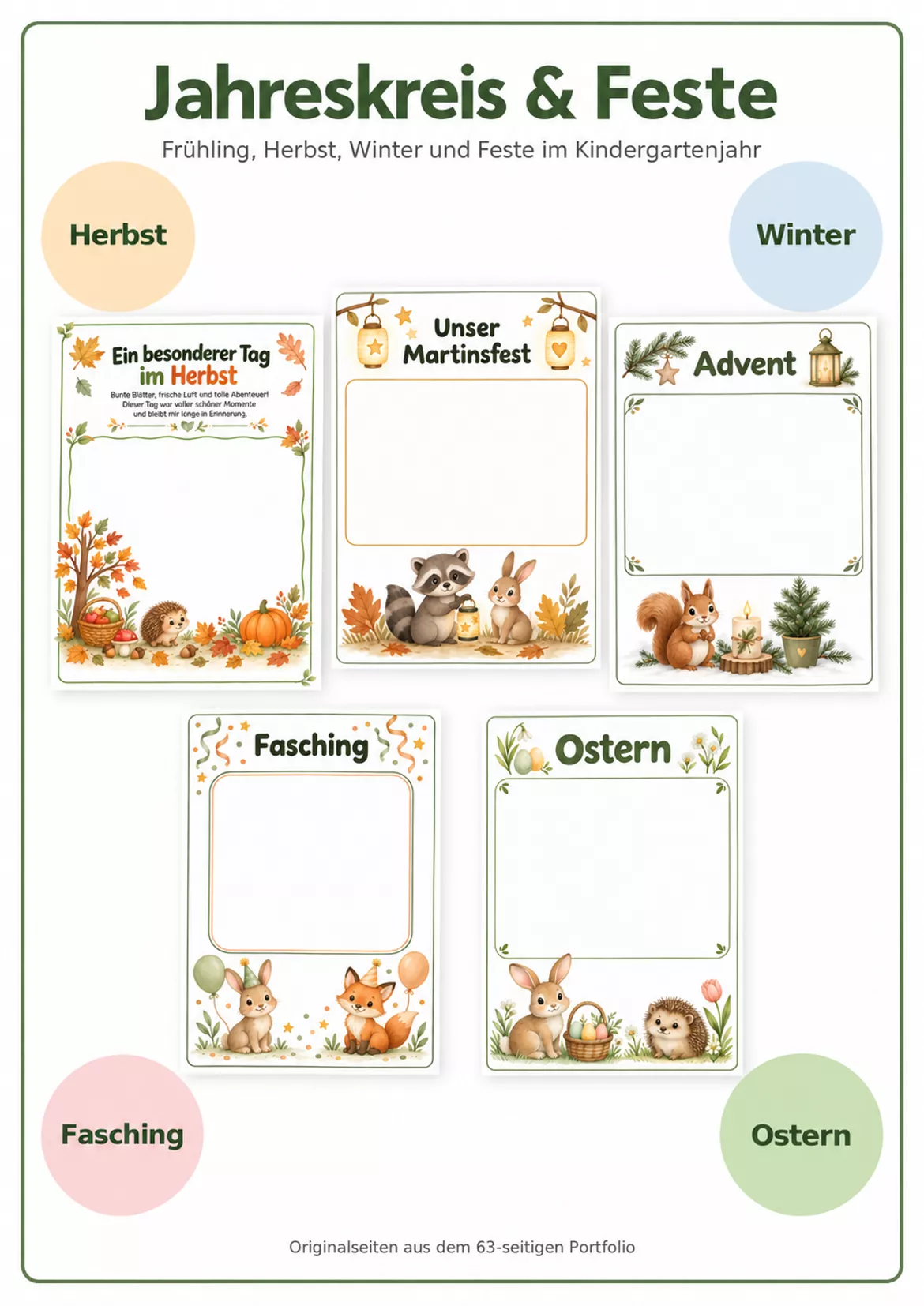 Bild in der Beschreibung des Unterrichtsmaterials 🦉Kindergarten-Portfolio mit Waldtieren – 63 Seiten für Erinnerungen & Entwicklung von Lernfunkeln Materialien #4