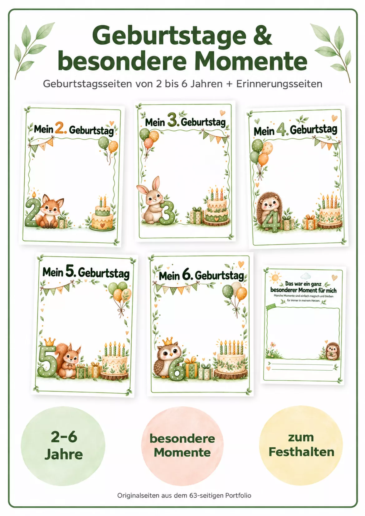 Bild in der Beschreibung des Unterrichtsmaterials 🦉Kindergarten-Portfolio mit Waldtieren – 63 Seiten für Erinnerungen & Entwicklung von Lernfunkeln Materialien #3