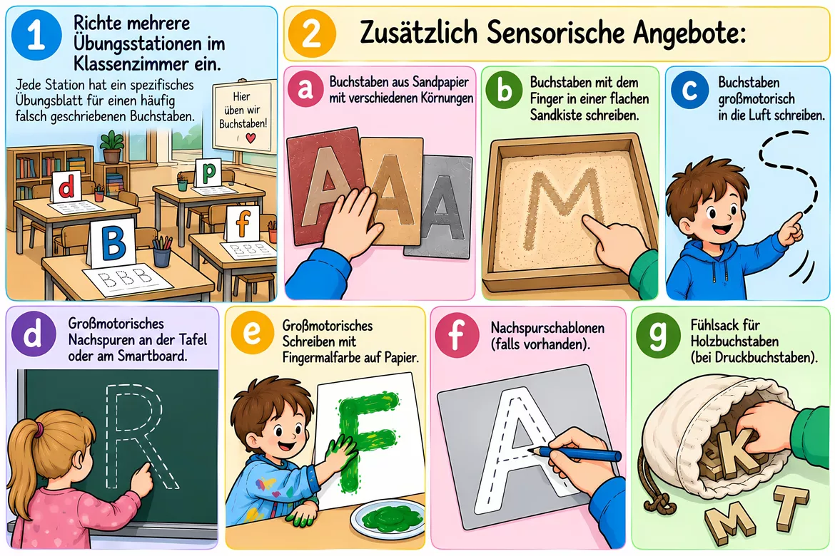 Bild in der Beschreibung des Unterrichtsmaterials Spontane Wiederholung der Schreibrichtung und Form einzelner Buchstaben der Deutschschweizer Basisschrift mit und ohne Rundwenden von Stolpersteine #2