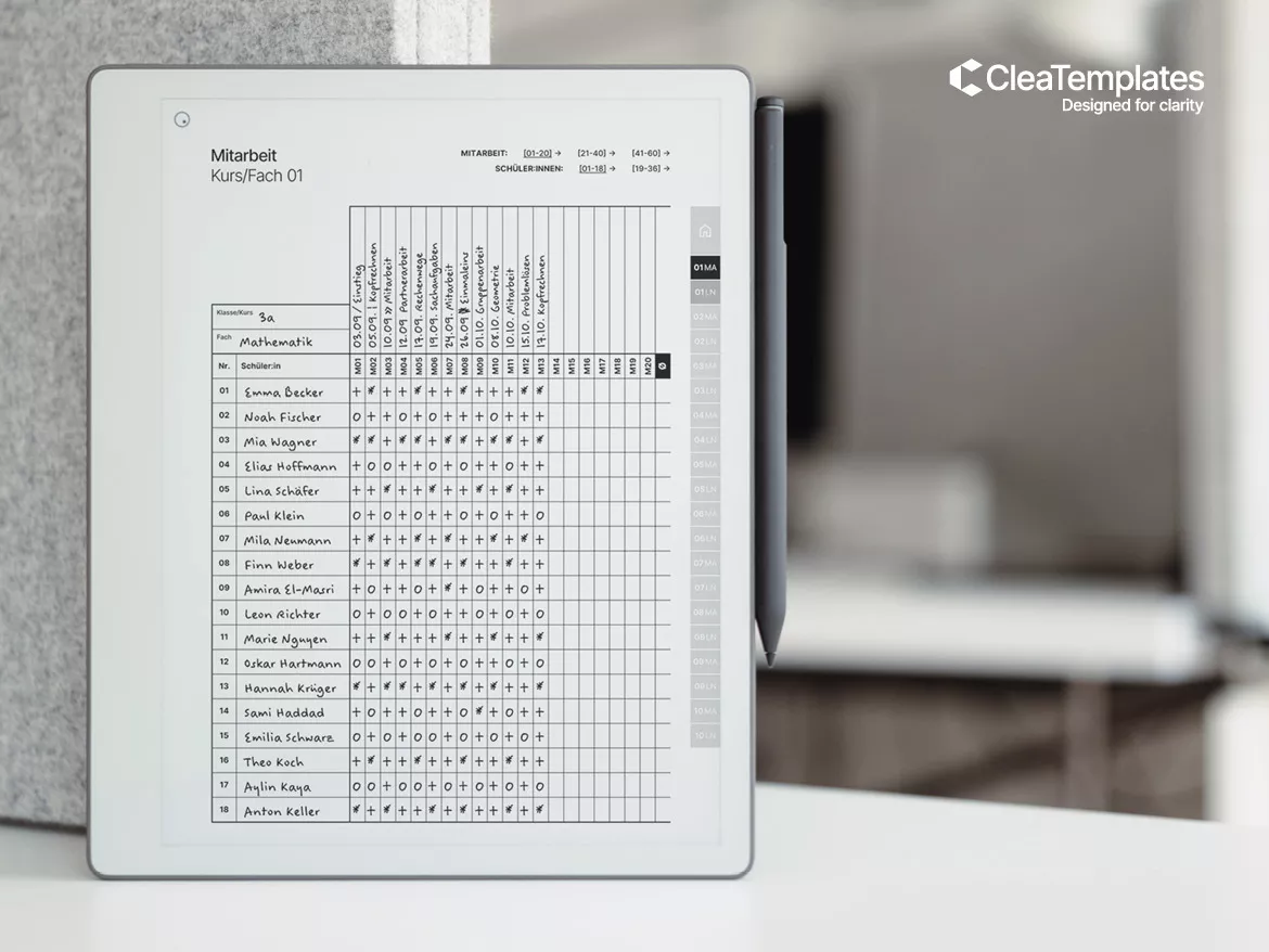 Bild in der Beschreibung des Unterrichtsmaterials Lehrerplaner Grundschule: Klassenleitung, Noten und Elterngespräche | Digitales Bundle von CleaTemplates #2