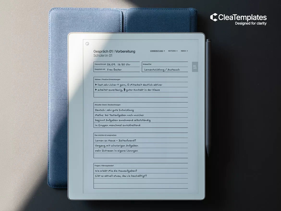 Bild in der Beschreibung des Unterrichtsmaterials Lehrerplaner Grundschule: Klassenleitung, Noten und Elterngespräche | Digitales Bundle von CleaTemplates #3