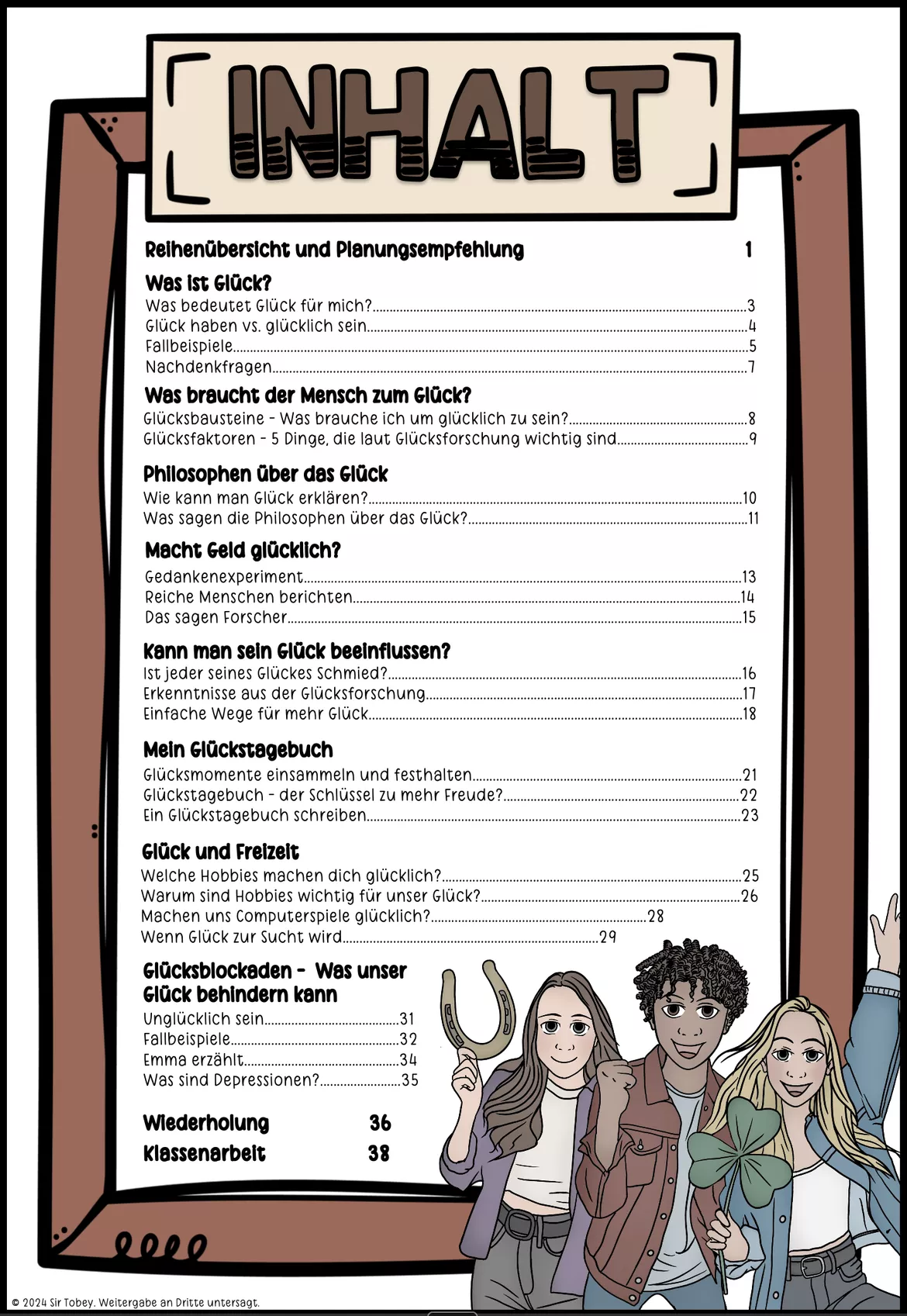 Bild in der Beschreibung des Unterrichtsmaterials Glück | Unterrichtsreihe Ethik Klasse 5–6 von Sir Tobey - Ethik mit Klasse #1