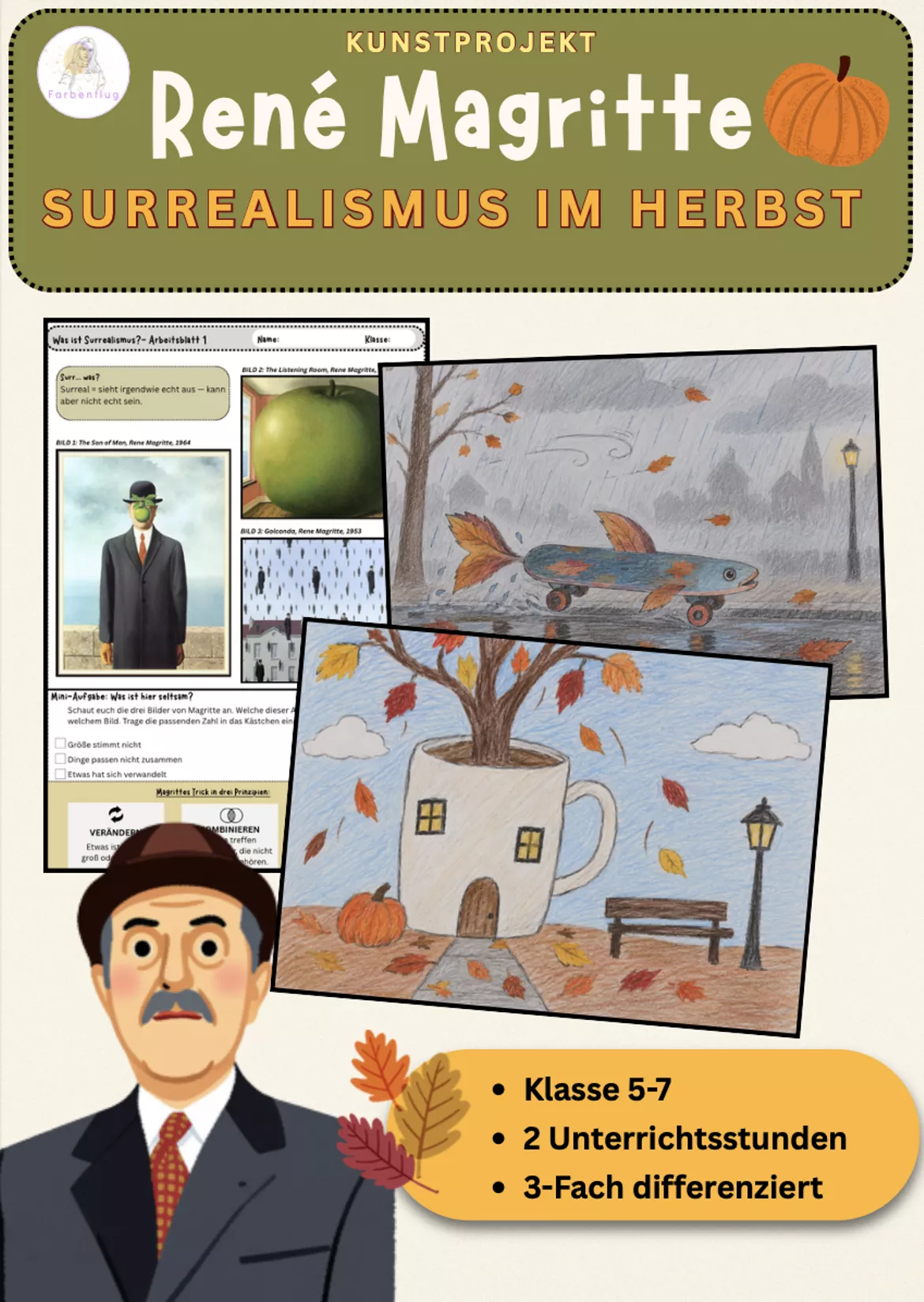 Bild in der Beschreibung des Unterrichtsmaterials Halloween Kunstprojekt: Der falsche Schatten | Silhouetten gestalten | Klasse 8–10 von Farbenflug #1