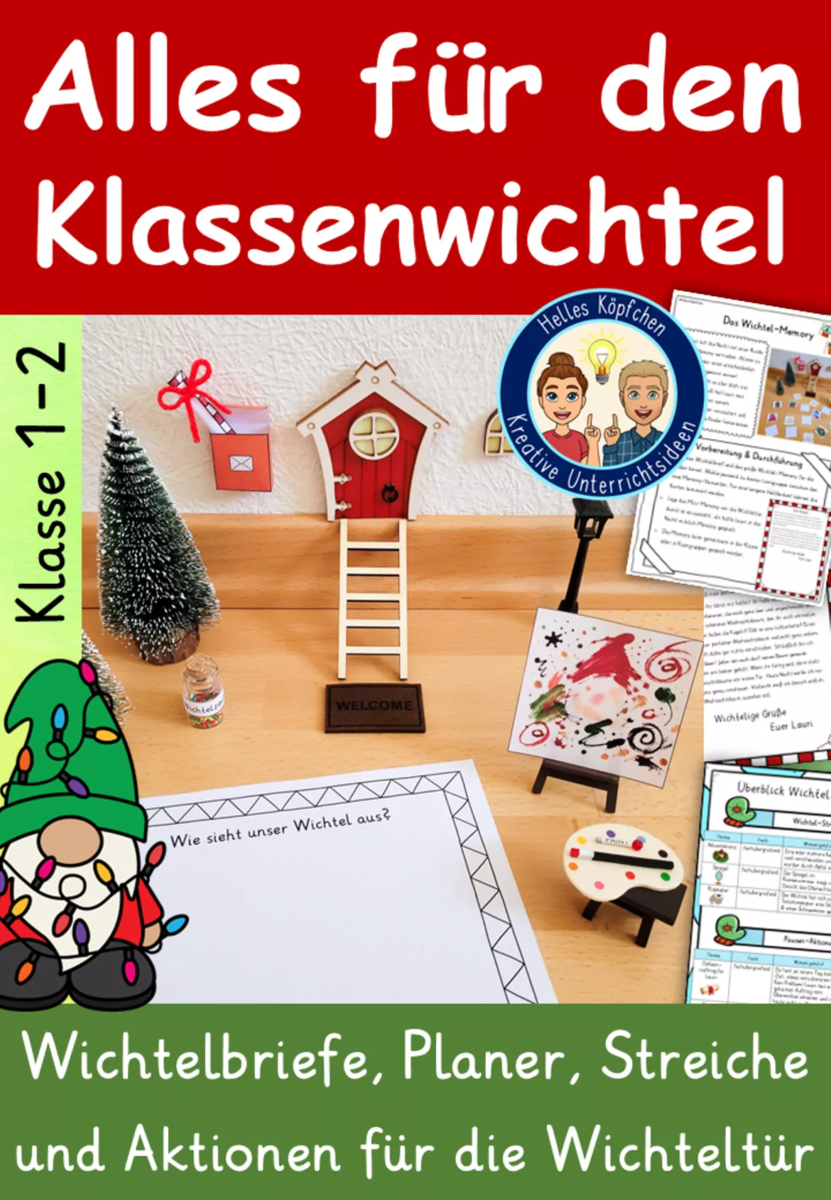Bild in der Beschreibung des Unterrichtsmaterials Ein Wichtel zieht ein Klasse 3-4 Grundschule - Wichteltür Ideen, Wichtelbriefe und Wichtelstreiche von Helles Köpfchen #1