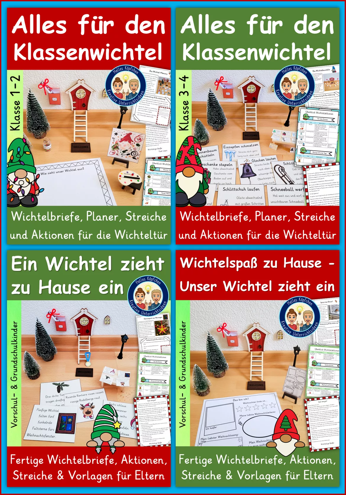 Bild in der Beschreibung des Unterrichtsmaterials Wichtel Weihnachten Kunst Grundschule – 10 kreative Kunstprojekte & Bastelvorlagen für den Advent von Helles Köpfchen #2