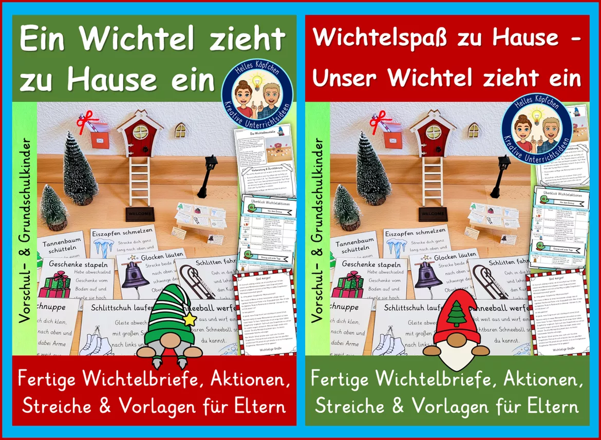Bild in der Beschreibung des Unterrichtsmaterials Ein Wichtel zieht ein Grundschule Klasse 1–4 – Wichtelbriefe, Wichtelstreiche & Wichteltür Ideen von Helles Köpfchen #2