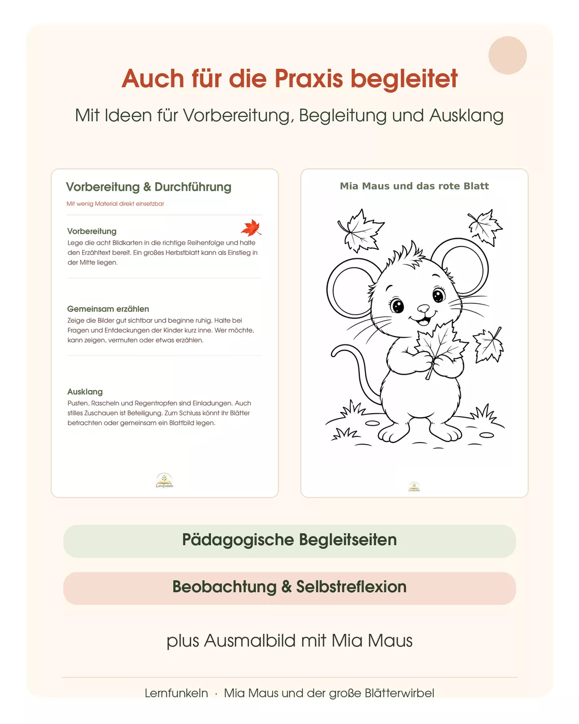 Bild in der Beschreibung des Unterrichtsmaterials 🍂Kamishibai Herbst: Mia Maus und der große Blätterwirbel – Mitmachgeschichte für den Kindergarten von Lernfunkeln Materialien #4