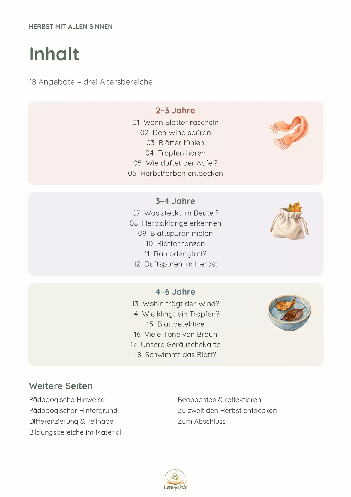 Bild in der Beschreibung des Unterrichtsmaterials 🍂Herbst mit allen Sinnen – 18 Bildungsangebote für 2–6 Jahre im Kindergarten von Lernfunkeln Materialien #1