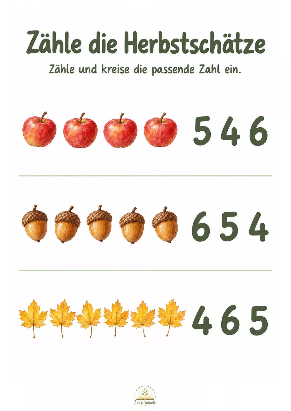Bild in der Beschreibung des Unterrichtsmaterials 🍂Herbstwerkstatt – 17 differenzierte Arbeitsblätter für Kinder von 2–6 Jahren von Lernfunkeln Materialien #4