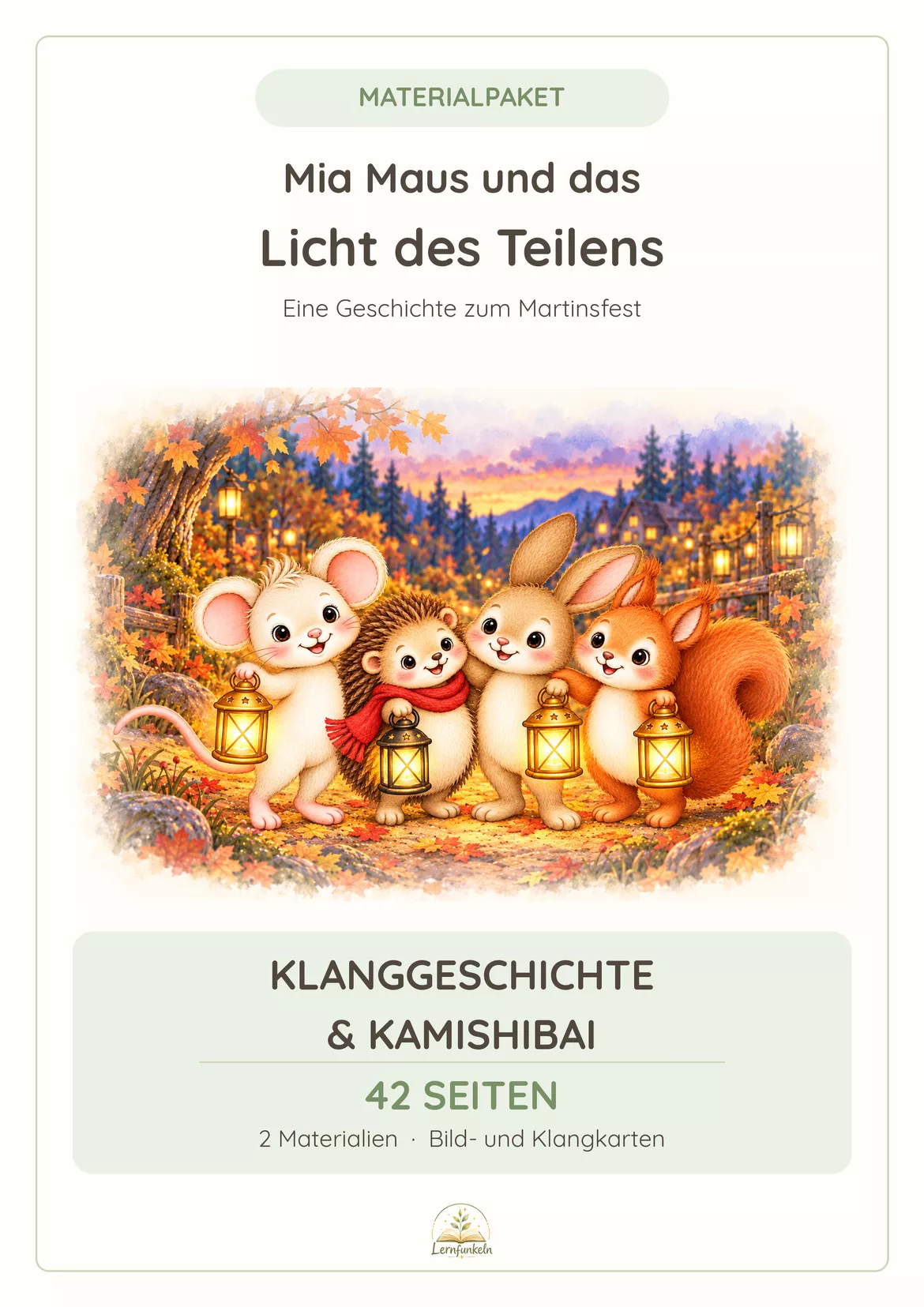 Bild in der Beschreibung des Unterrichtsmaterials ✨Kamishibai & Klanggeschichte zum Martinsfest | Materialpaket - Mia Maus und das Licht des Teilens von Lernfunkeln Materialien #1
