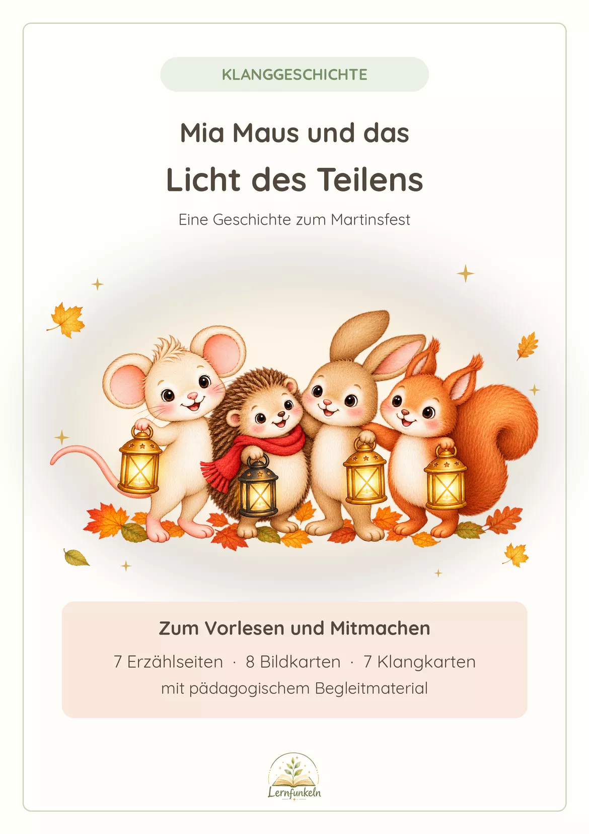 Bild in der Beschreibung des Unterrichtsmaterials ✨Klanggeschichte zum Martinsfest mit Bild- und Klangkarten - Mia Maus und das Licht des Teilens von Lernfunkeln Materialien #1