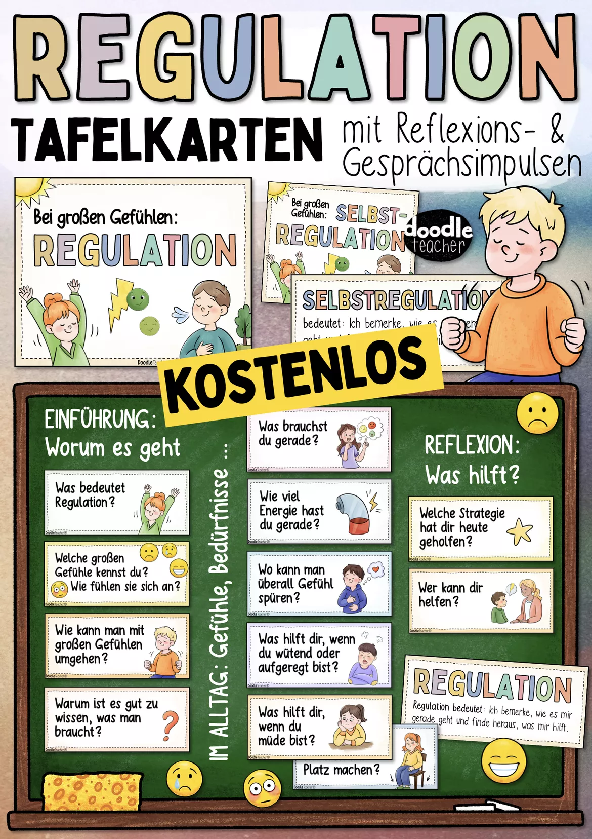 Bild in der Beschreibung des Unterrichtsmaterials Selbstregulation / Gefühle Regulation - Tafelkarten Impulse Stress von Doodleteacher #3