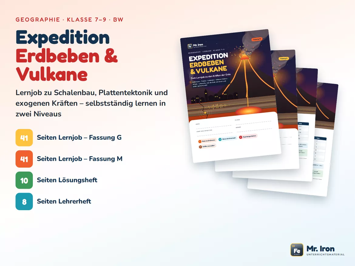 Bild in der Beschreibung des Unterrichtsmaterials Erdbeben, Vulkane & Plattentektonik – Lernjob 7–9 von Mr. Iron #1