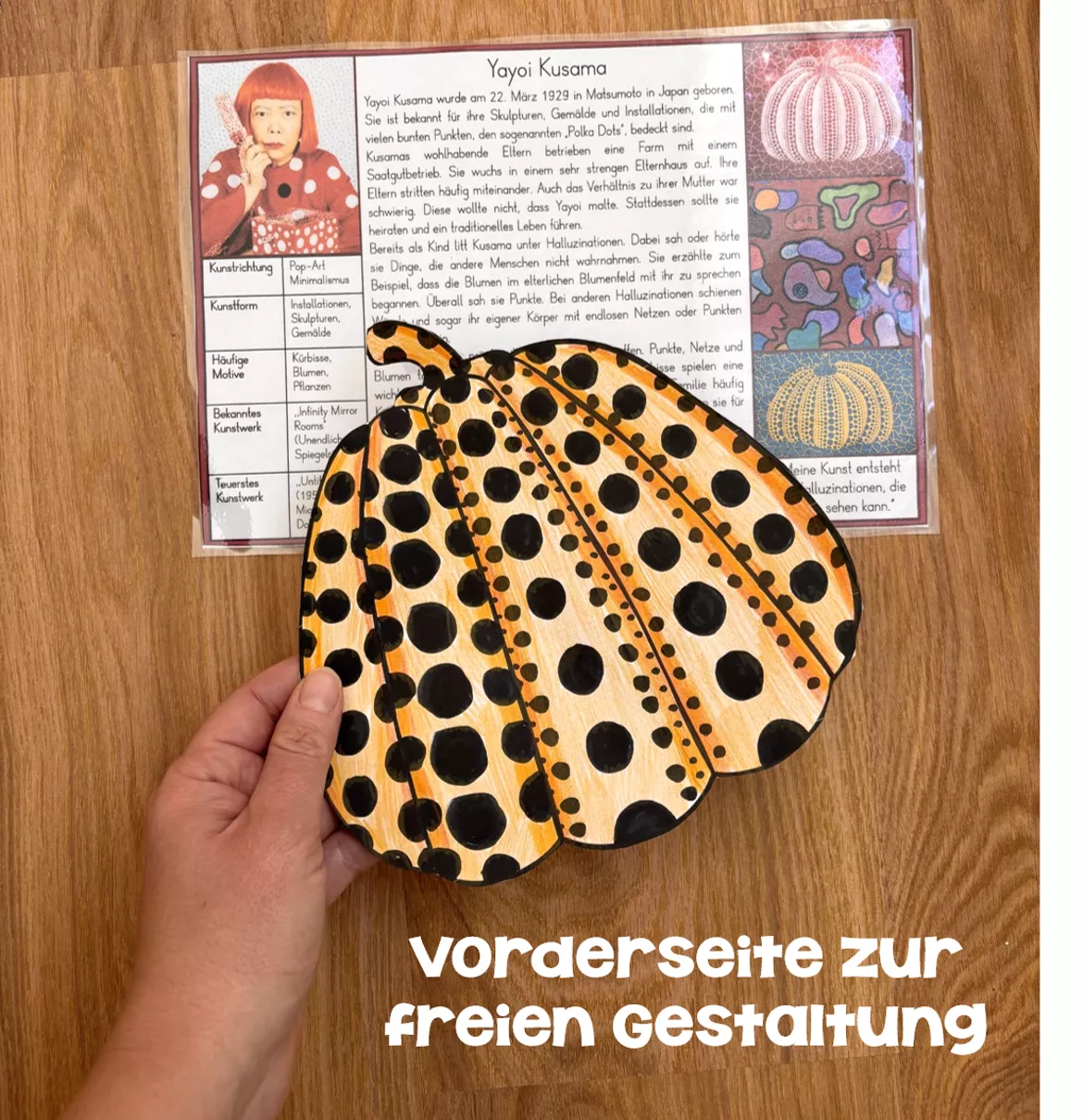 Bild in der Beschreibung des Unterrichtsmaterials Kürbis / Kürbisse nach Yayoi Kusama - Bastelvorlage mit Steckbrief von Odd Bird & Company #1
