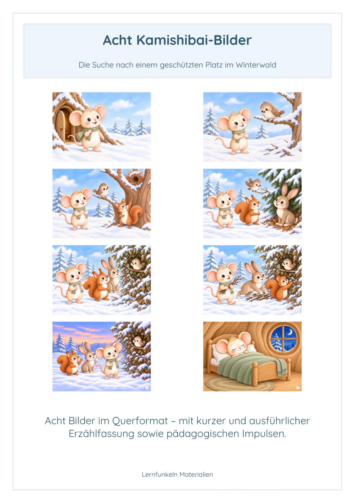 Bild in der Beschreibung des Unterrichtsmaterials ❄️Kamishibai & Klanggeschichte mit Mia Maus – Ein warmes Zuhause | Kindergarten, 2–6 Jahre von Lernfunkeln Materialien #2