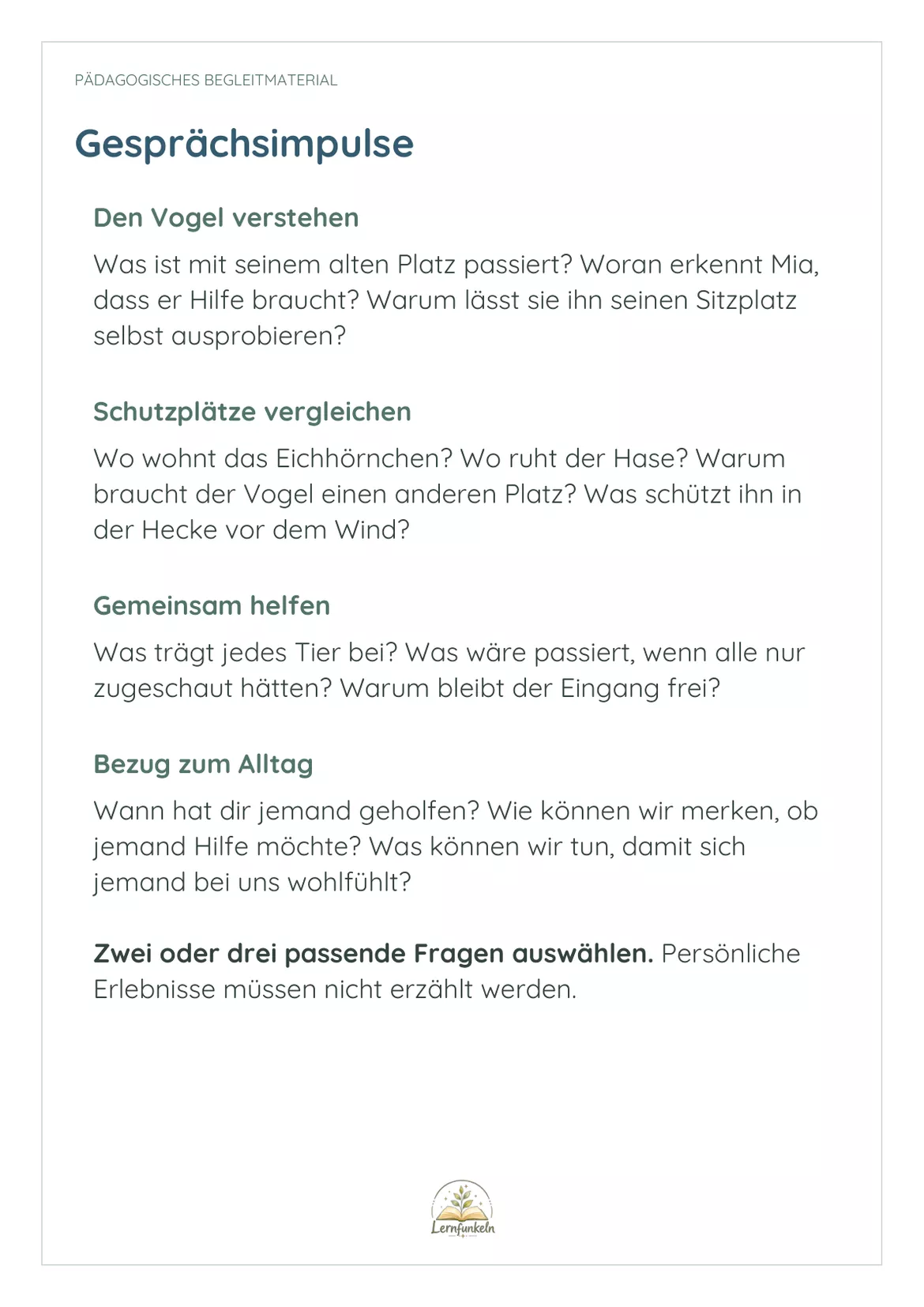 Bild in der Beschreibung des Unterrichtsmaterials ❄️Winter-Kamishibai für Kinder von 2–6 Jahren – Mia Maus und die Suche nach einem warmen Zuhause von Lernfunkeln Materialien #6