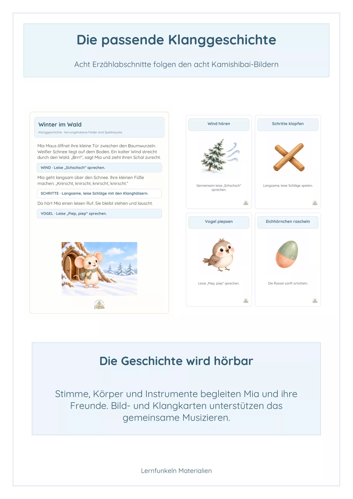 Bild in der Beschreibung des Unterrichtsmaterials ❄️Kamishibai & Klanggeschichte mit Mia Maus – Ein warmes Zuhause | Kindergarten, 2–6 Jahre von Lernfunkeln Materialien #3