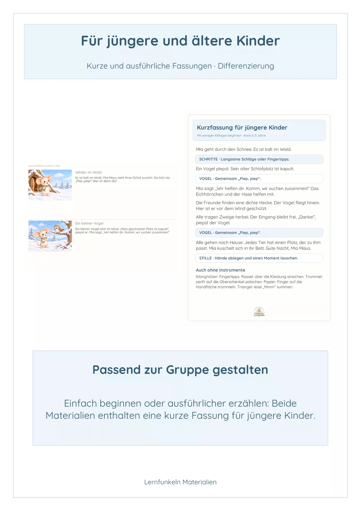 Bild in der Beschreibung des Unterrichtsmaterials ❄️Kamishibai & Klanggeschichte mit Mia Maus – Ein warmes Zuhause | Kindergarten, 2–6 Jahre von Lernfunkeln Materialien #4