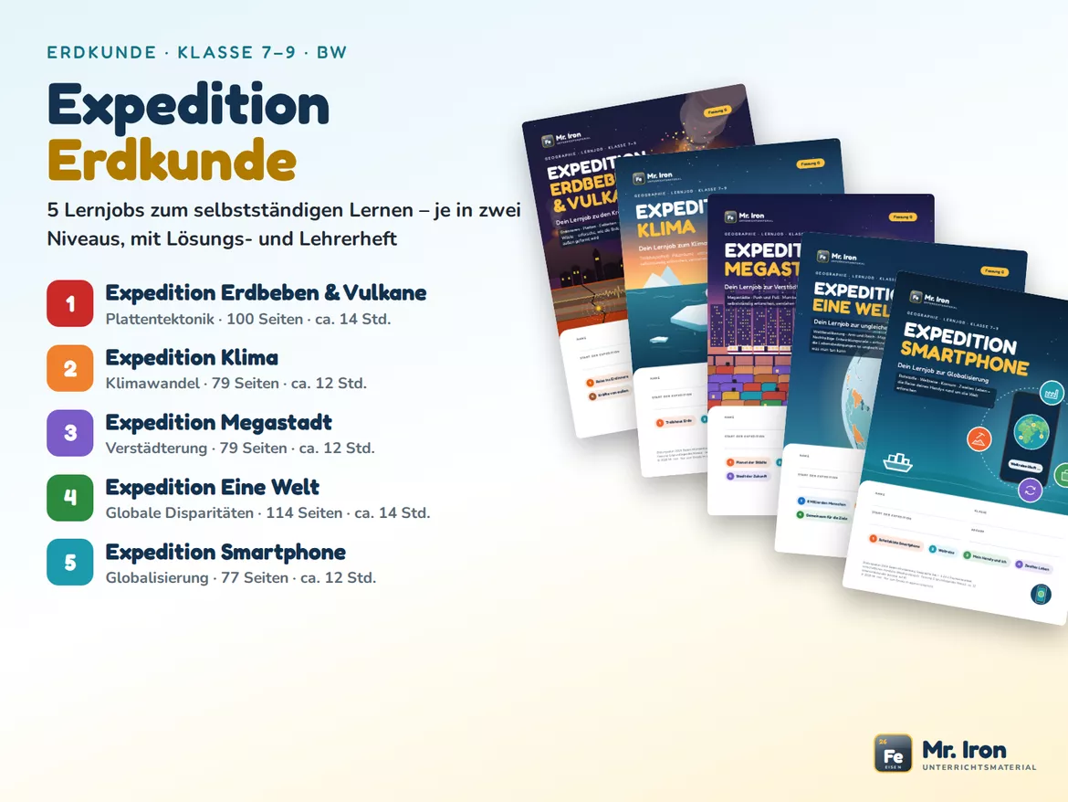 Bild in der Beschreibung des Unterrichtsmaterials Erdkunde-Bundle 7–9: 5 Lernjobs – Klima, Erdbeben, Migration von Mr. Iron #1