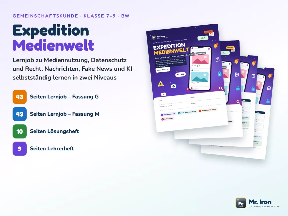 Bild in der Beschreibung des Unterrichtsmaterials Leben in der Medienwelt - Lernjob 7–9: Fake News, KI von Mr. Iron #1