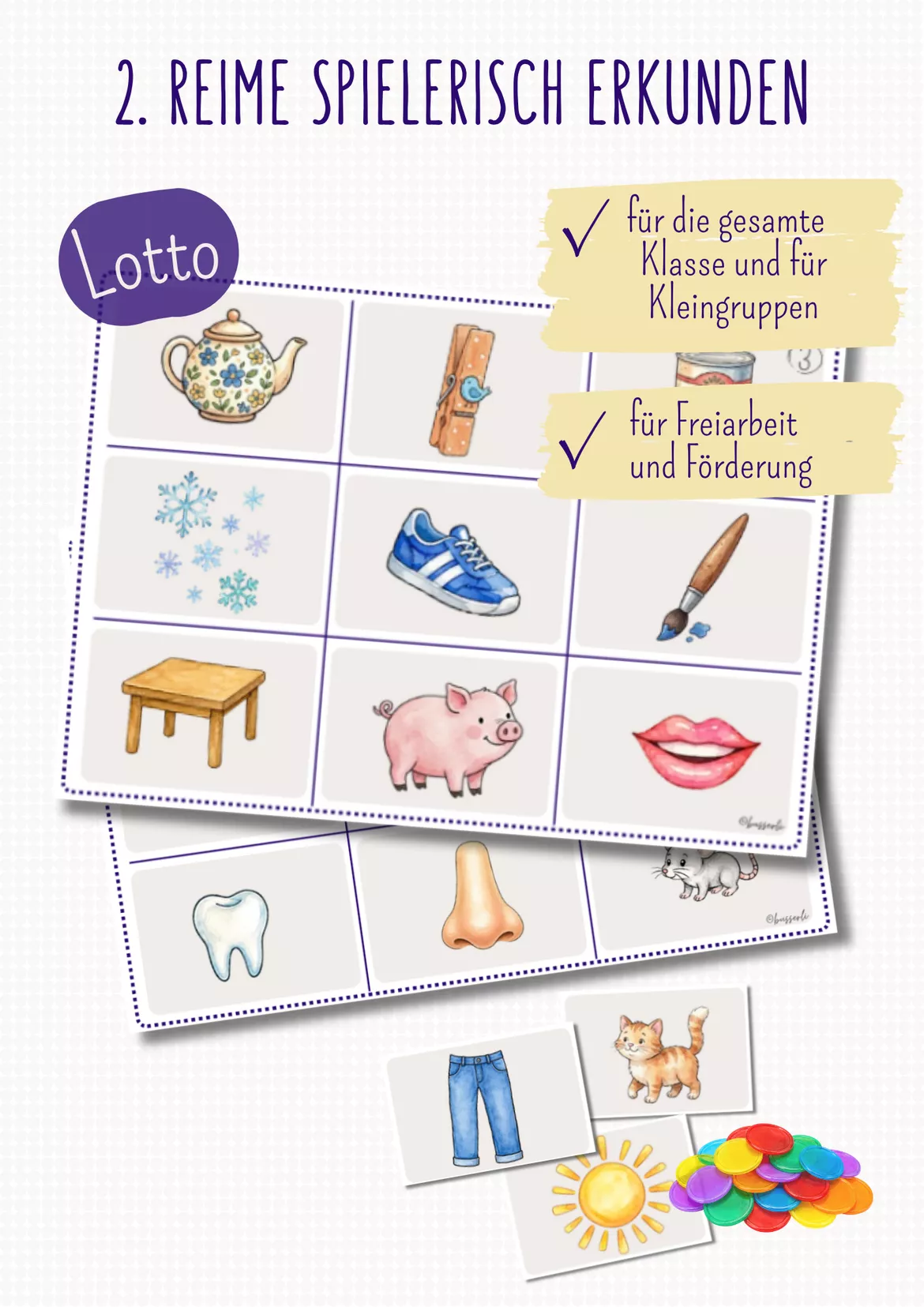 Bild in der Beschreibung des Unterrichtsmaterials REIME & REIMWÖRTER Materialpaket Klasse 1 | Spiele, Arbeitsblätter & phonologische Bewusstheit von busserli #3