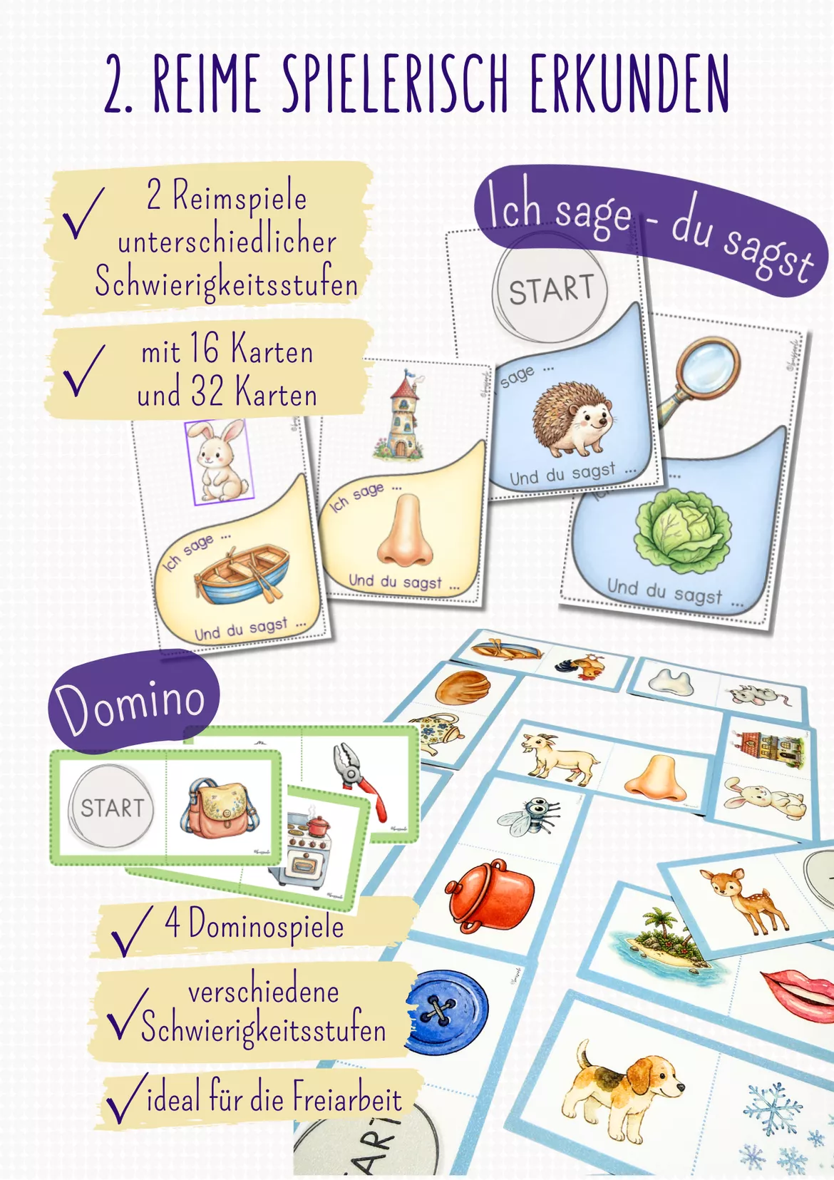 Bild in der Beschreibung des Unterrichtsmaterials REIME & REIMWÖRTER Materialpaket Klasse 1 | Spiele, Arbeitsblätter & phonologische Bewusstheit von busserli #2