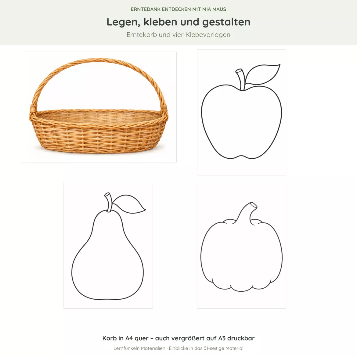 Bild in der Beschreibung des Unterrichtsmaterials 🍎Erntedank mit Mia Maus – Angebote, Bildkarten & Bewegung für 2–6 Jahre von Lernfunkeln Materialien #4