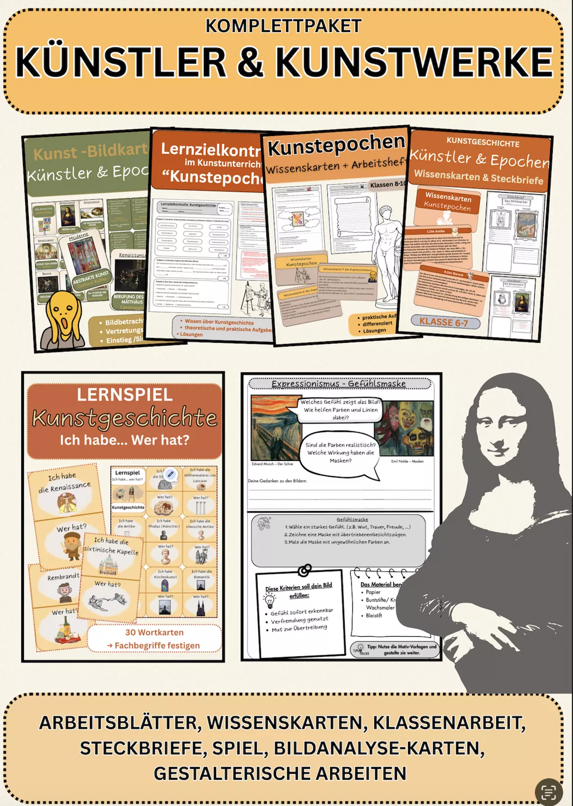 Bild in der Beschreibung des Unterrichtsmaterials Herbst im Kunstunterricht – 5 kreative Kunstprojekte & Arbeitsblätter | Klasse 5–10 von Farbenflug #1