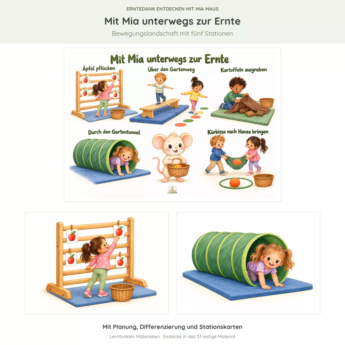 Bild in der Beschreibung des Unterrichtsmaterials 🍎Erntedank mit Mia Maus – Angebote, Bildkarten & Bewegung für 2–6 Jahre von Lernfunkeln Materialien #3