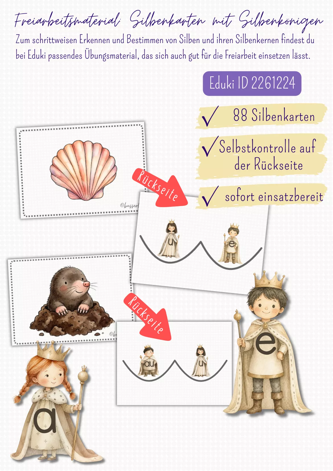 Bild in der Beschreibung des Unterrichtsmaterials SILBENKÖNIGE MATERIALPAKET Klasse 1 von busserli #2