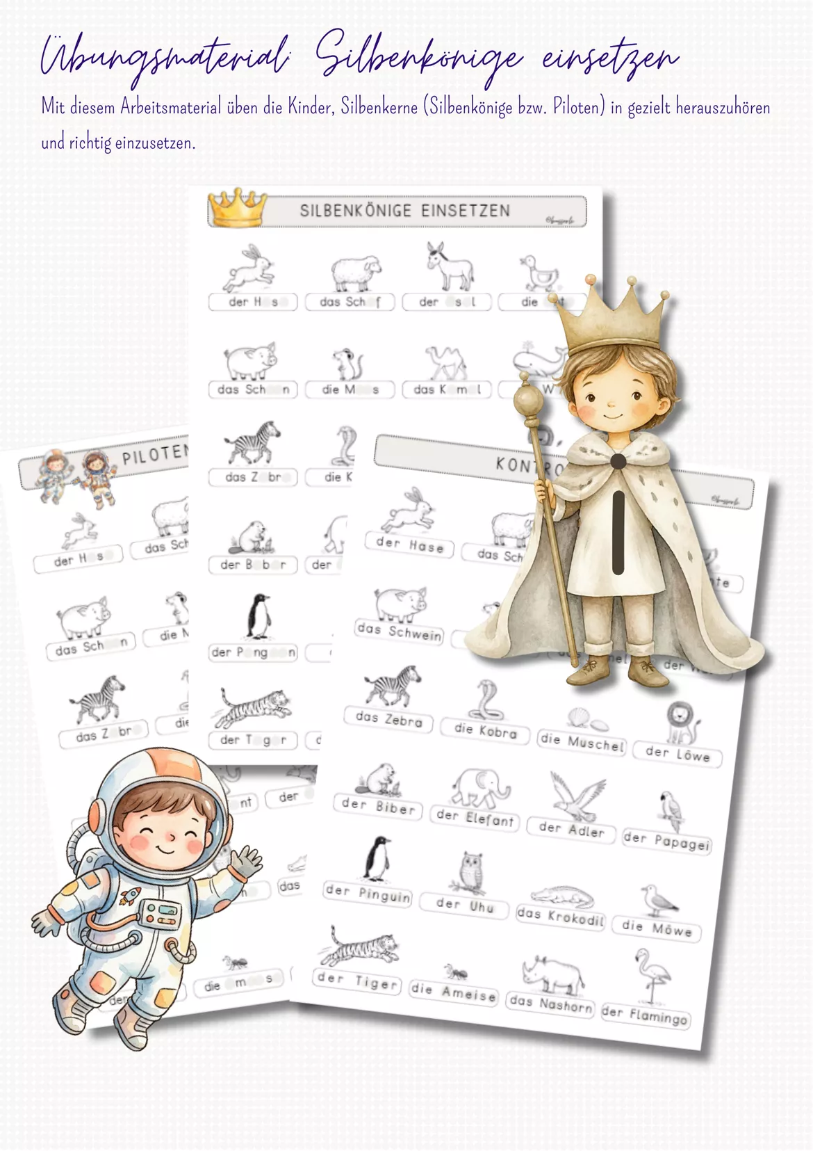 Bild in der Beschreibung des Unterrichtsmaterials SILBENKÖNIGE MATERIALPAKET Klasse 1 von busserli #5
