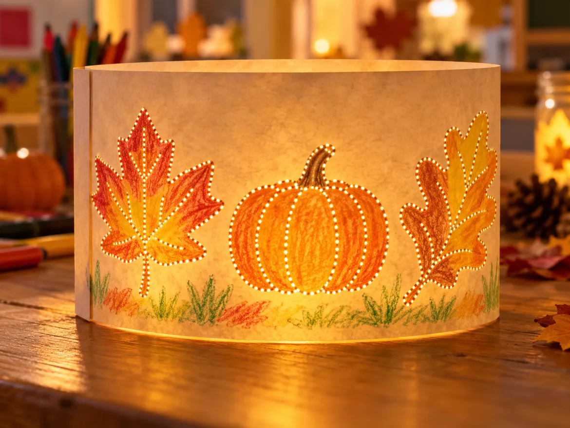 Bild in der Beschreibung des Unterrichtsmaterials Windlichter Herbst – Vorlagen zum Ausmalen, Prickeln und Basteln von CarosClass #1