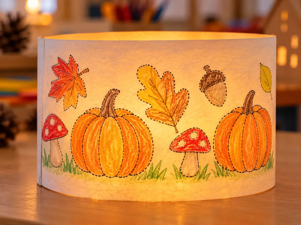 Bild in der Beschreibung des Unterrichtsmaterials Windlichter Herbst – Vorlagen zum Ausmalen, Prickeln und Basteln von CarosClass #3