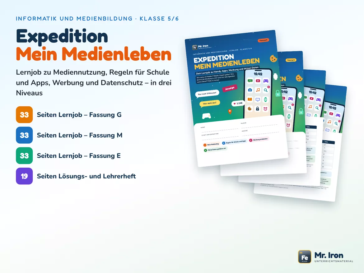 Bild in der Beschreibung des Unterrichtsmaterials Lernjob Mediennutzung, Werbung & Datenschutz – IUM 5/6 G/M/E von Mr. Iron #1