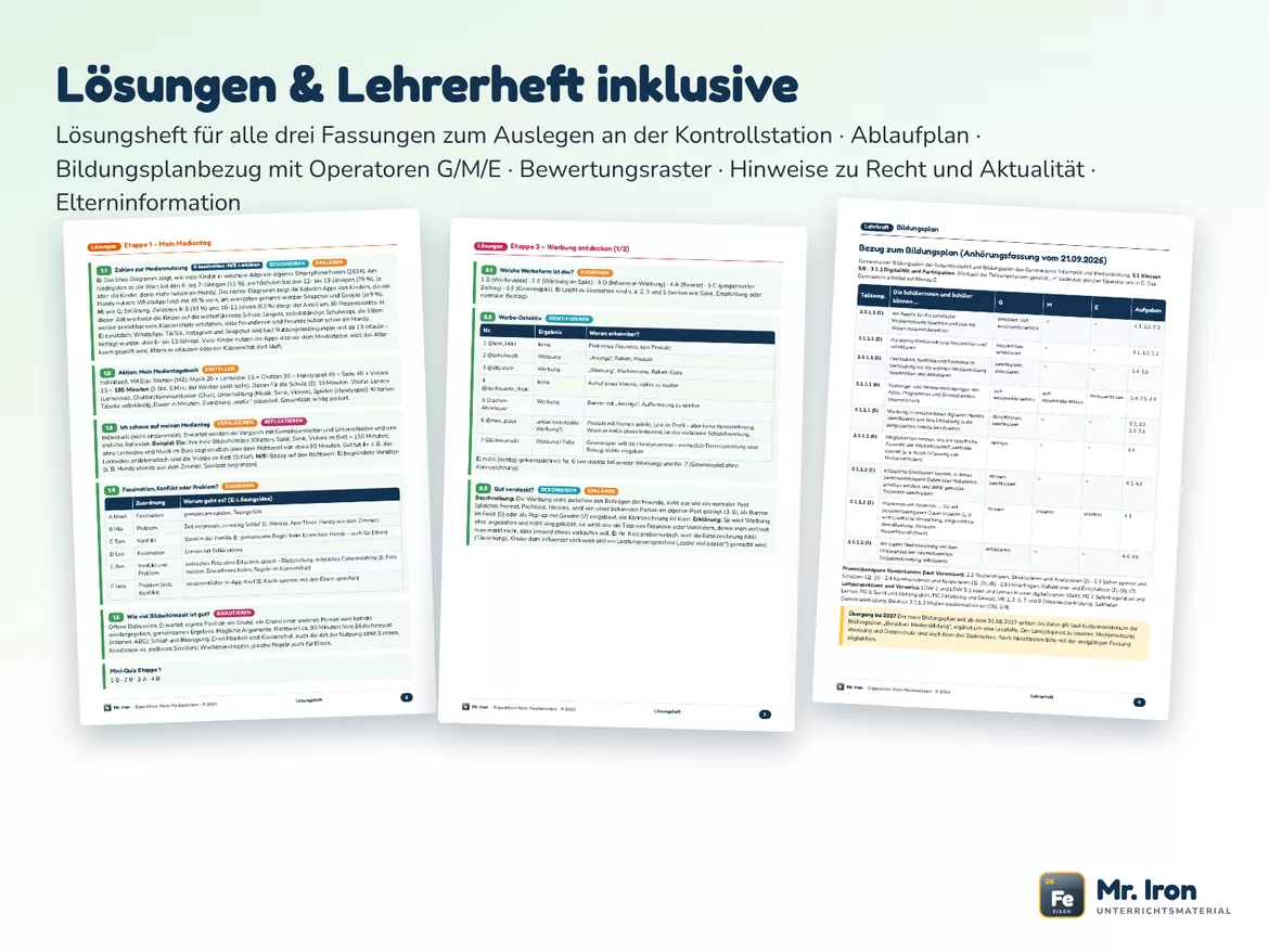 Bild in der Beschreibung des Unterrichtsmaterials Lernjob Mediennutzung, Werbung & Datenschutz – IUM 5/6 G/M/E von Mr. Iron #4
