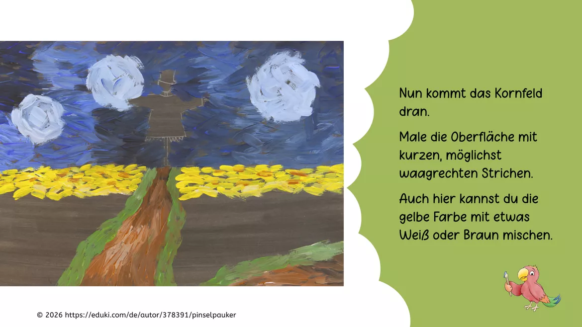 Bild in der Beschreibung des Unterrichtsmaterials Kunst Herbst, Kornfeld mit Krähen, Vincent van Gogh von Pinselpauker #2