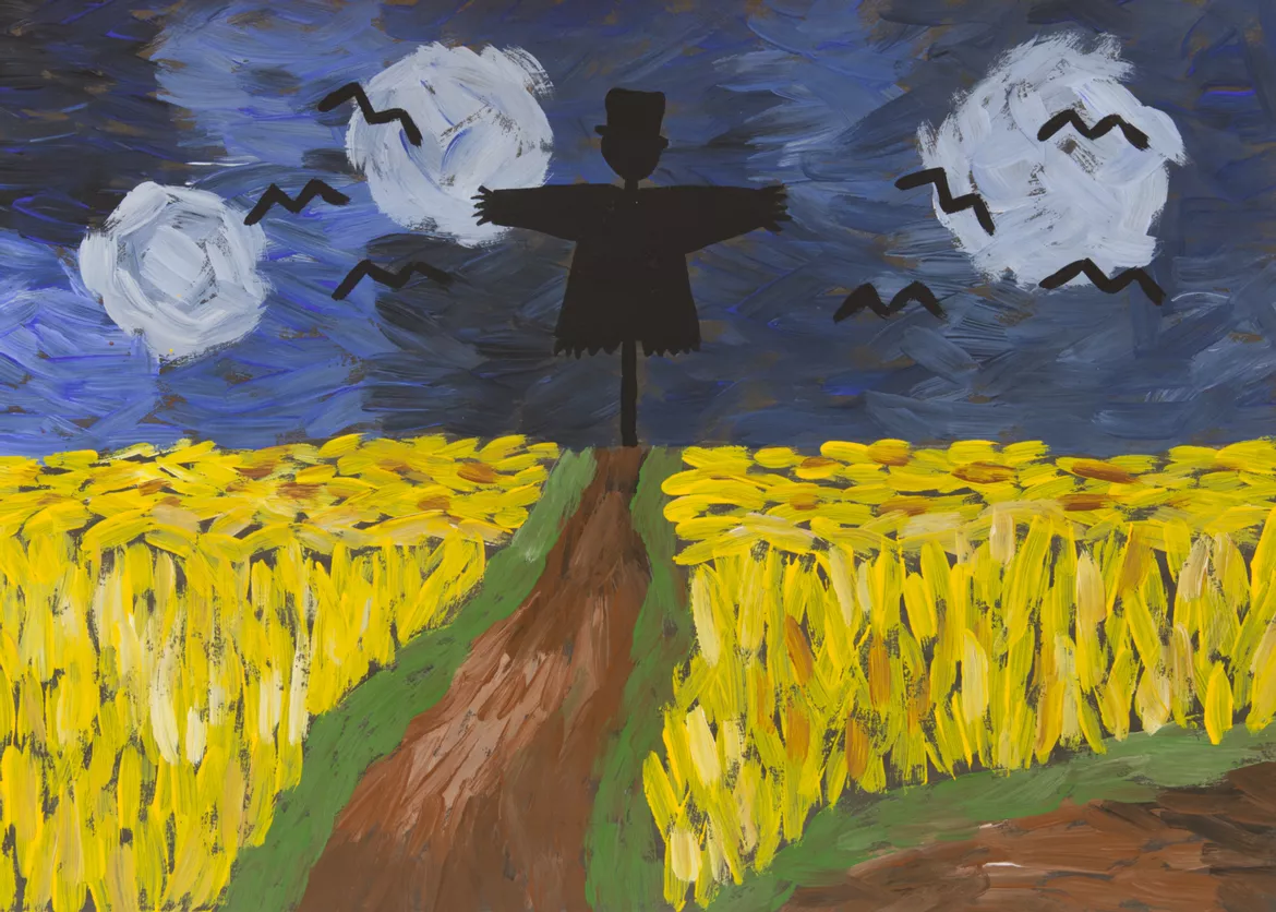 Bild in der Beschreibung des Unterrichtsmaterials Kunst Herbst, Kornfeld mit Krähen, Vincent van Gogh von Pinselpauker #1