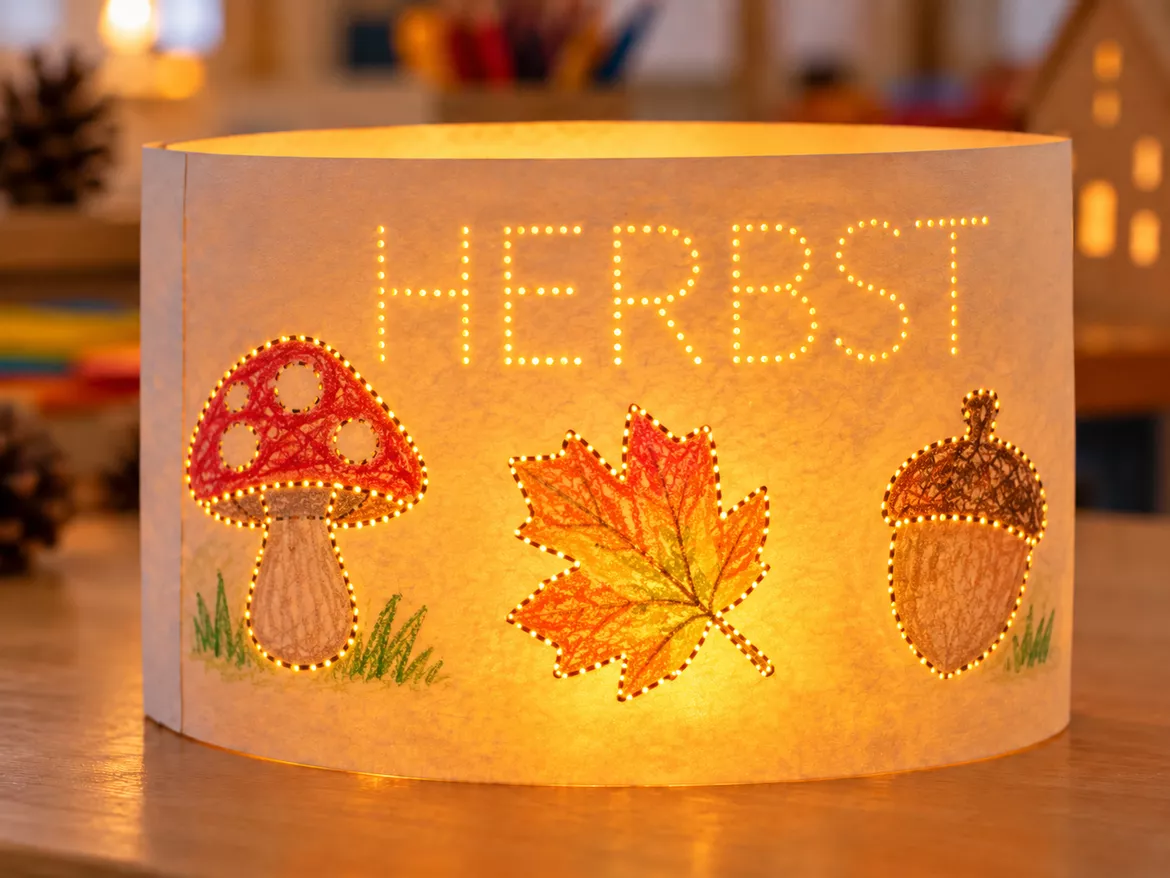 Bild in der Beschreibung des Unterrichtsmaterials Windlichter Herbst – Vorlagen zum Ausmalen, Prickeln und Basteln von CarosClass #2