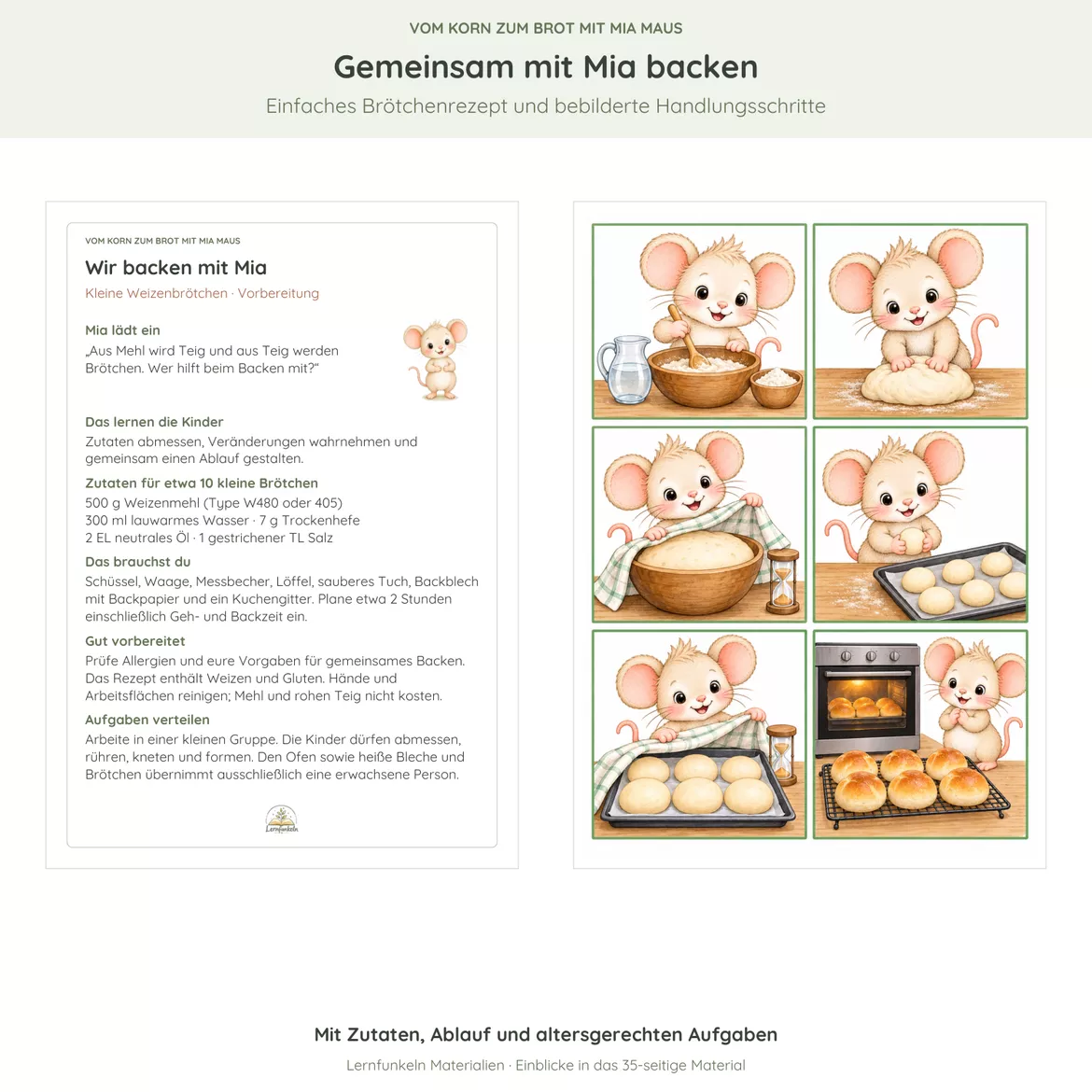 Bild in der Beschreibung des Unterrichtsmaterials 🌾Vom Korn zum Brot mit Mia Maus – Bildkarten, Backen & Spielideen für 2–6 Jahre von Lernfunkeln Materialien #4