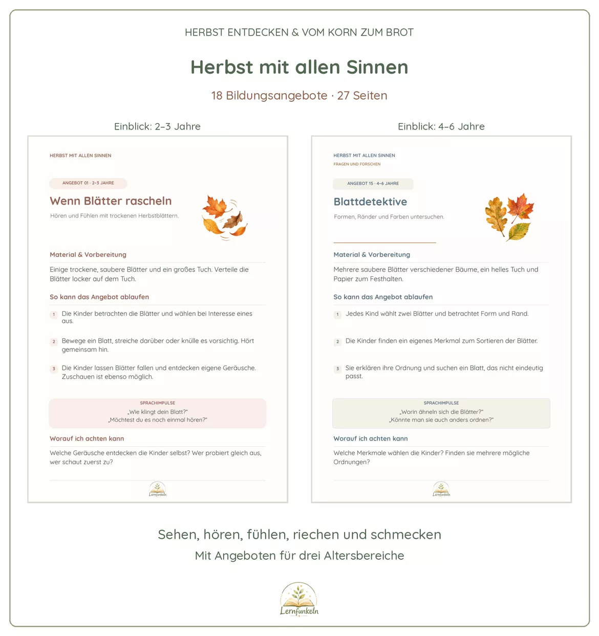 Bild in der Beschreibung des Unterrichtsmaterials 🍂Herbst entdecken & Vom Korn zum Brot – 3 Materialien für den Kindergarten von Lernfunkeln Materialien #2