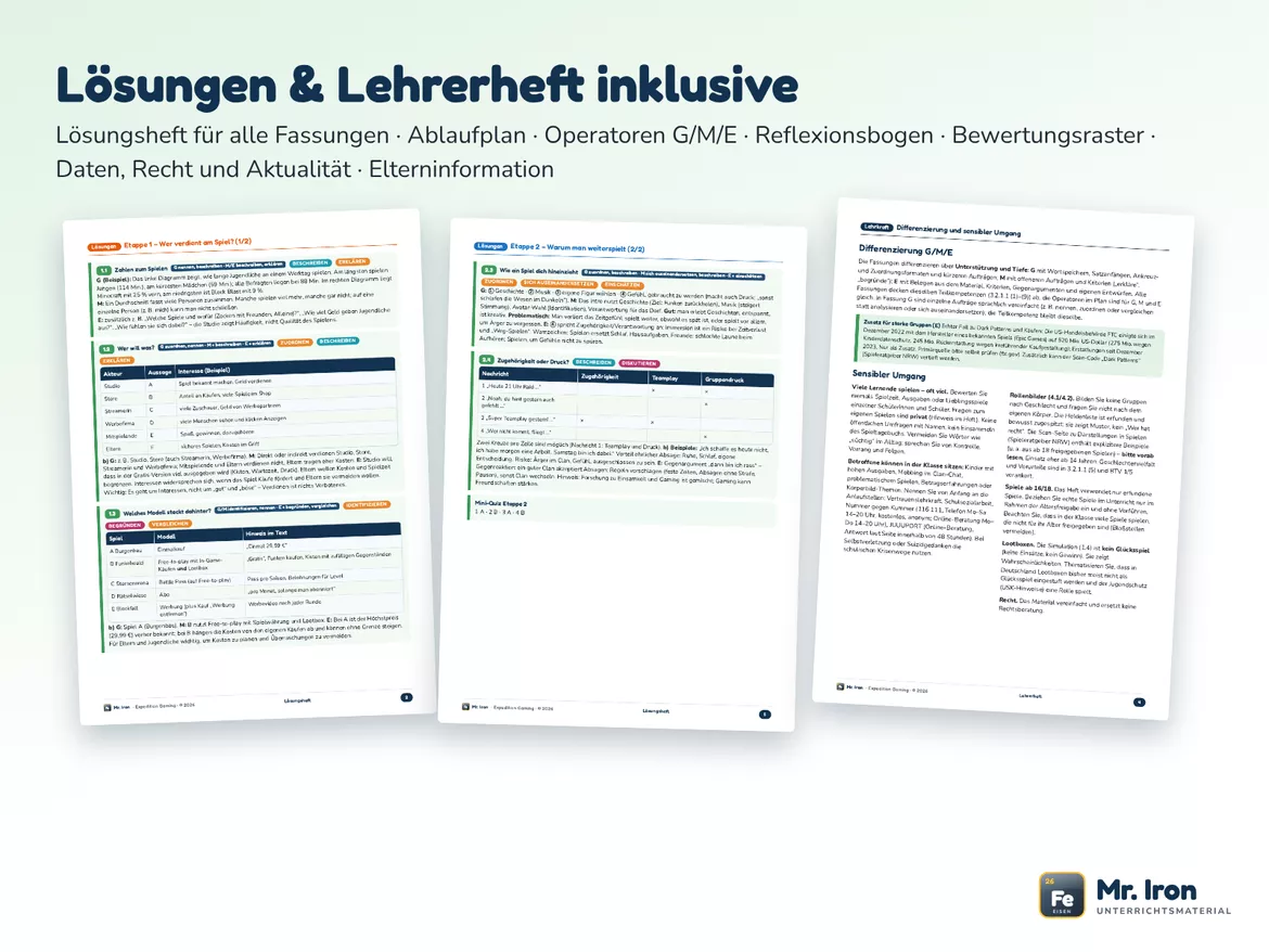 Bild in der Beschreibung des Unterrichtsmaterials Expedition Gaming: Lernjob Spiele, Geld, Tricks, Fakes – IUM Kl. 7/8/9 mit Lösungen von Mr. Iron #4