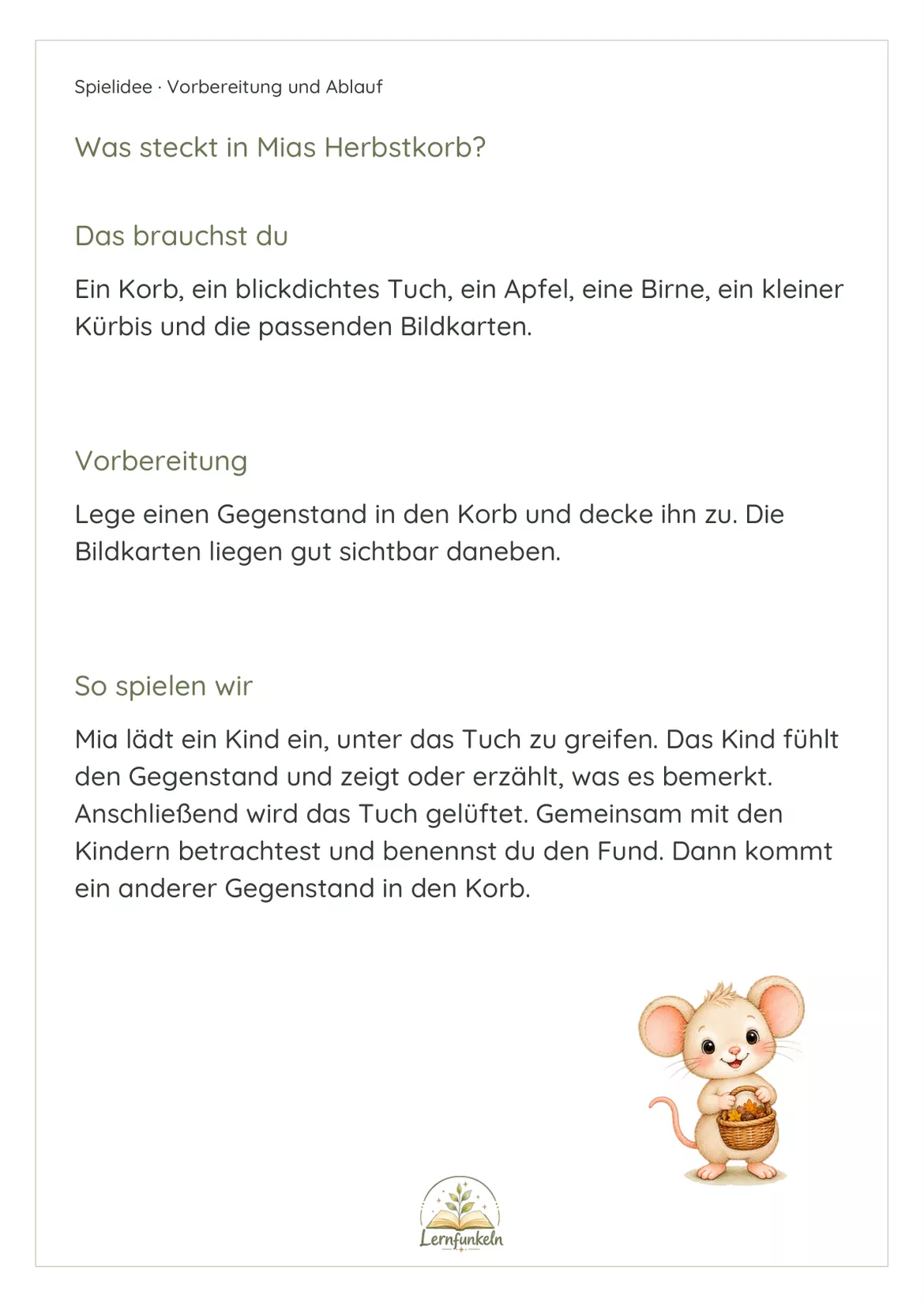 Bild in der Beschreibung des Unterrichtsmaterials 🍂Herbstspiele für den Kindergarten – Mia Maus und ihre Herbstfreunde von Lernfunkeln Materialien #2