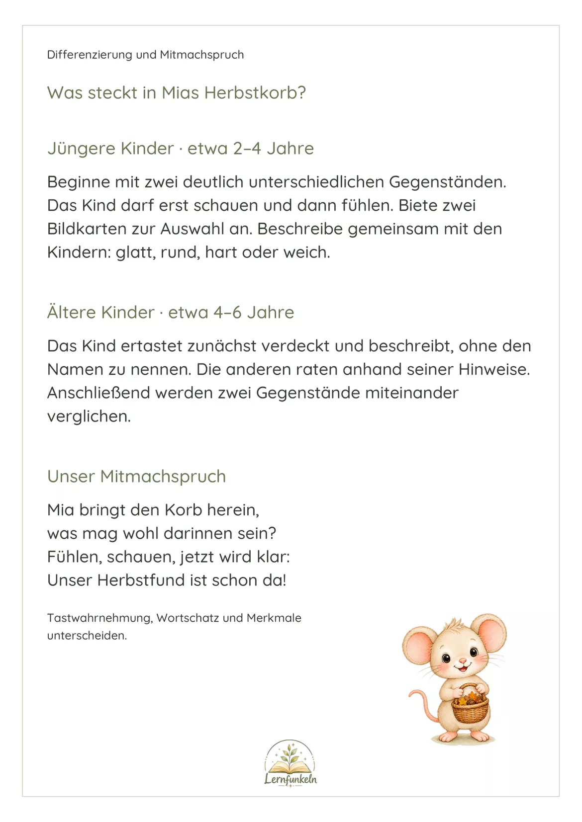 Bild in der Beschreibung des Unterrichtsmaterials 🍂Herbstspiele für den Kindergarten – Mia Maus und ihre Herbstfreunde von Lernfunkeln Materialien #3