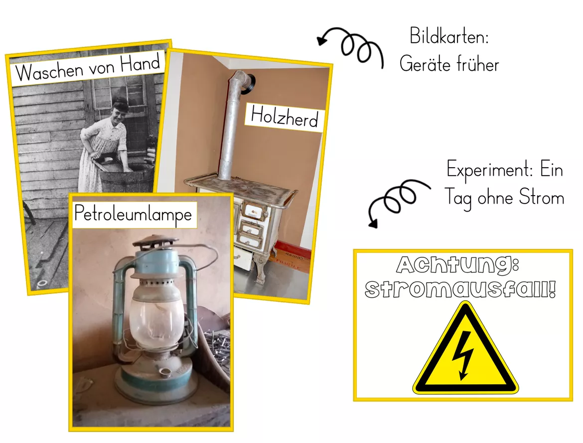 Bild in der Beschreibung des Unterrichtsmaterials Strom / Elektrizität - Leben ohne Strom - mit Experiment & Bildkarten von Odd Bird & Company #1
