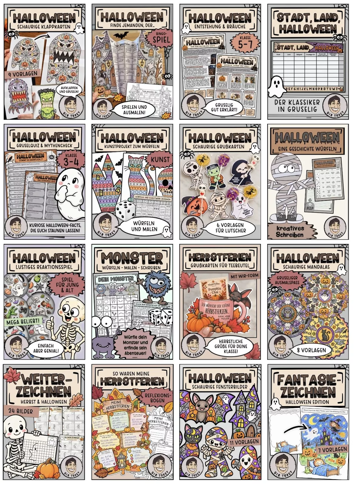 Bild in der Beschreibung des Unterrichtsmaterials Halloween | Klasse 2-4 | Materialpaket | Spiele, Kunst, Basteln von Sir Tobey - Ethik mit Klasse #1