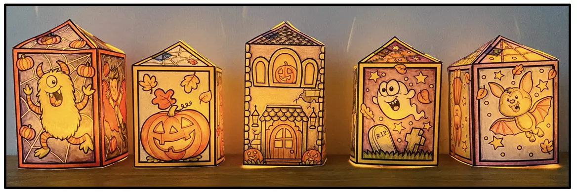 Bild in der Beschreibung des Unterrichtsmaterials Halloween Windlichter basteln | 6 Bastelvorlagen & Malvorlagen von Unterrichtmitspass #2