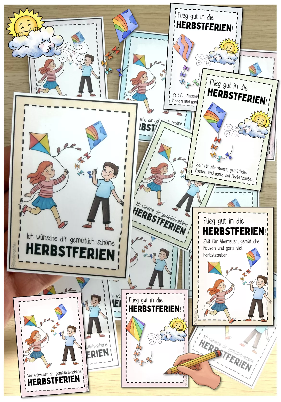 Bild in der Beschreibung des Unterrichtsmaterials Herbstferien Grußkarten / Feriengrüße von Doodleteacher #1