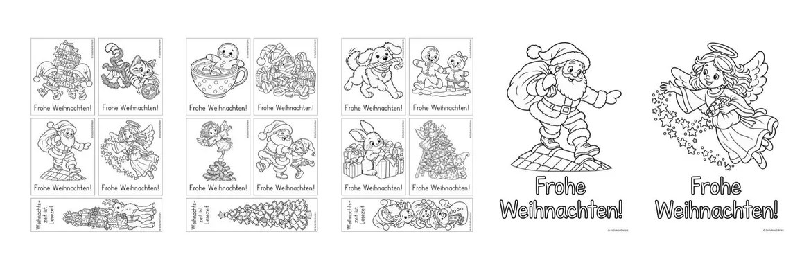 Bild in der Beschreibung des Unterrichtsmaterials Grußkarten | Ausmalbilder - Frohe Weihnachten (Klasse 1-3) von SoSchönErklärt #1