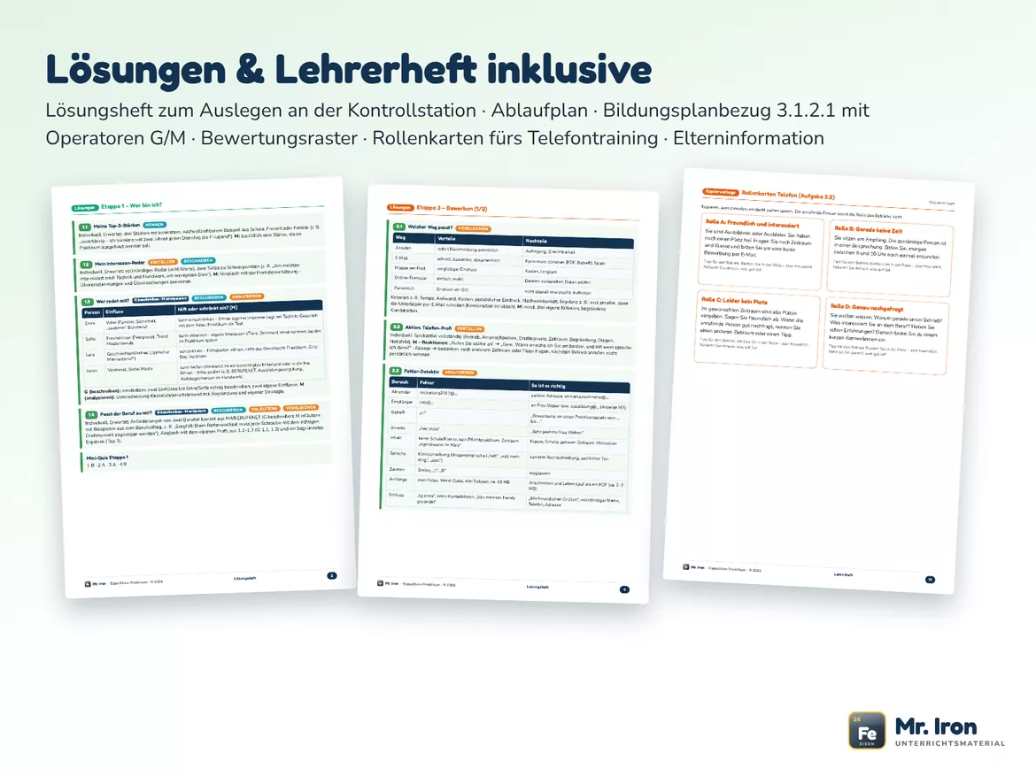 Bild in der Beschreibung des Unterrichtsmaterials Praktikum - Bewerben, Telefonieren & Rechte – Lernjob - WBS Kl. 9 mit Lösung von Mr. Iron #5