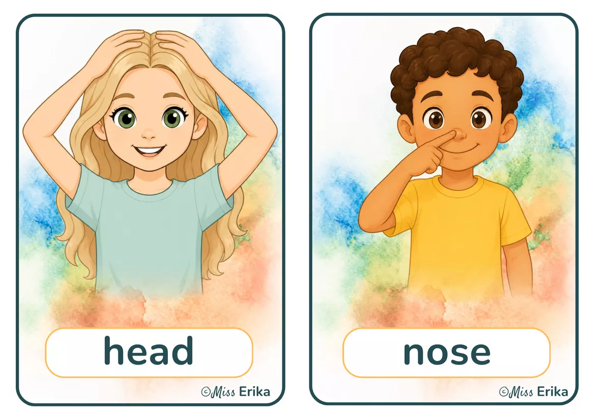 Bild in der Beschreibung des Unterrichtsmaterials Körperteile Englisch Flashcards & Wortkarten | My Body | Klasse 1–4 | Young World 1 Unit 2 von Miss Erika #1